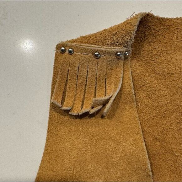 John R Craighead Size Medium Western Cowboy 100% Leather Vest Fringe Costume - Picture 5 of 16